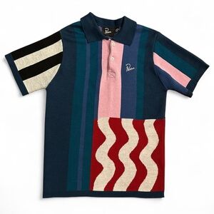 Parra Wavy Merino Polo Shirt Men's Small Multi Color Knit Short Sleeve